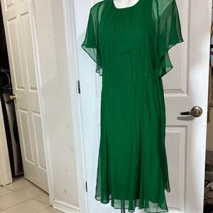 Donna Karan Elegant Green Chiffon Dress